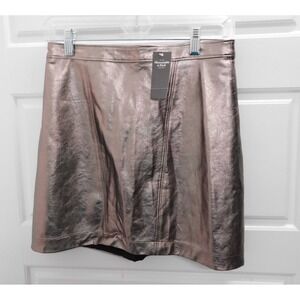 New Abercrombie & Fitch Mini Skirt Faux Leather Metallic Rose Gold Size XS‎